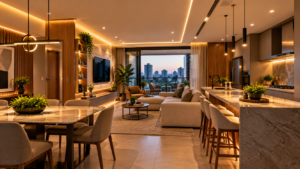 Iluminação de apartamento moderno e aconchegante