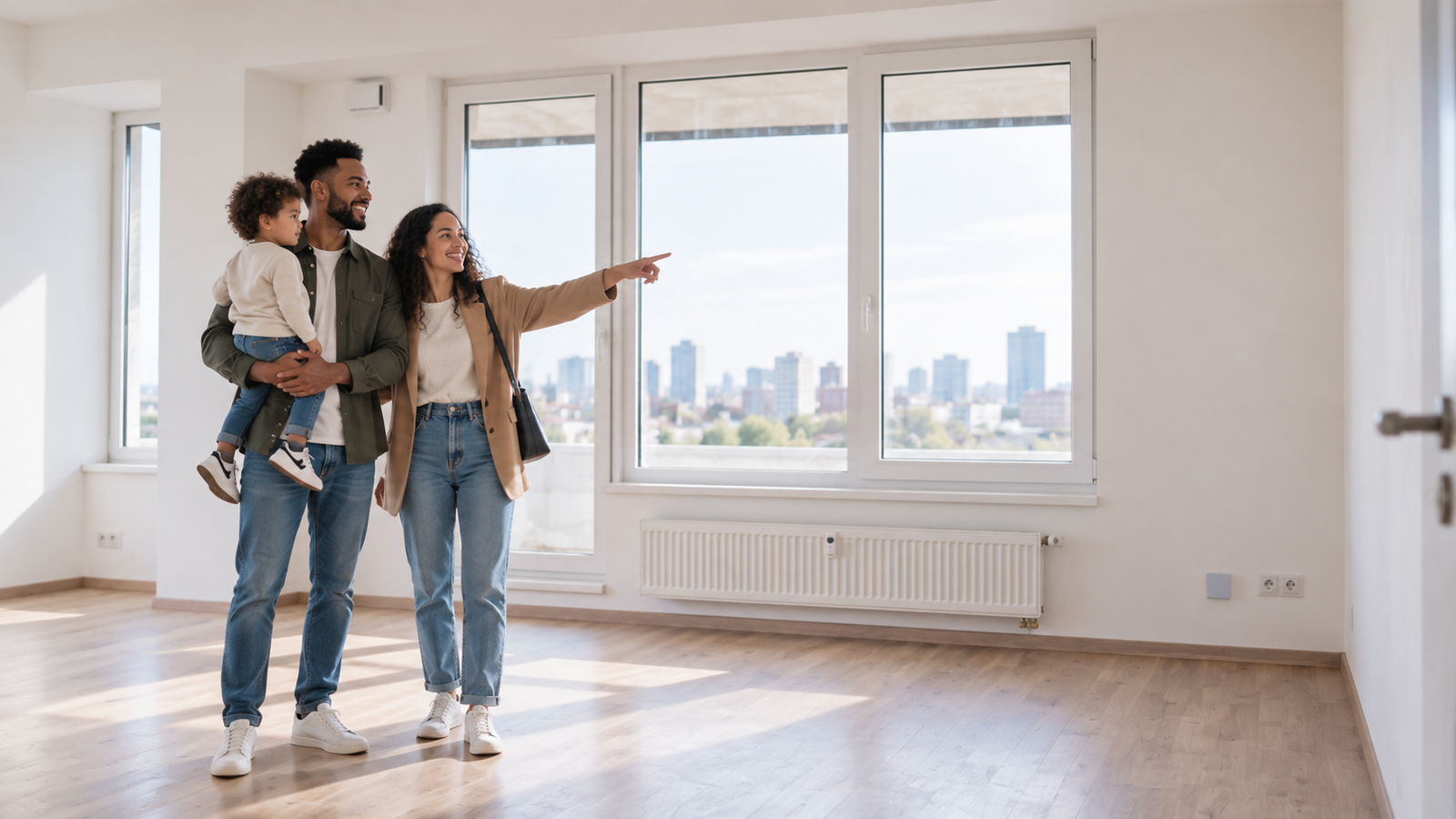 Casal analisa um apartamento antes de comprar um imóvel